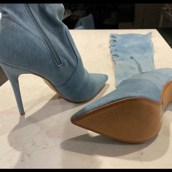 Brand new, Thigh high, Denim boots, size 8 - Picture 2 of 5